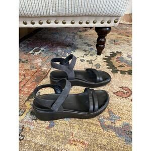 ECCO Flowt Wedge LX Leather Sandals Black 40 US 9 9.5 Danish Comfort